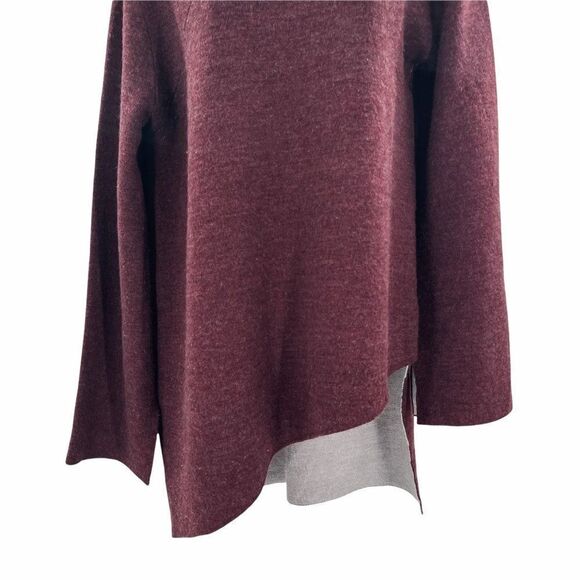 Max Studio Burgundy V-Neck Asymmetrical Sweater M - Picture 4 of 8